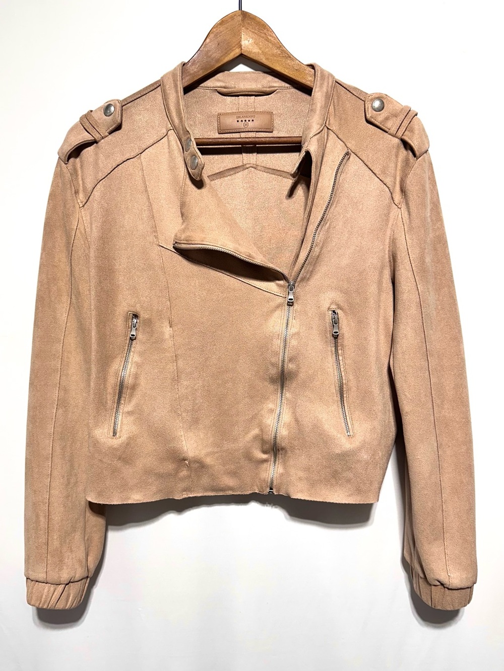 BLANKNYC Faux Suede Moto Jacket Women’s XS Tan Biker Cropped